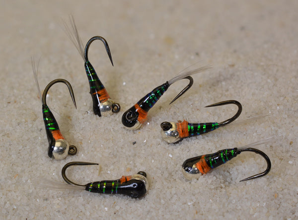 Pearl Green & Orange Epoxy Perdigon Jig Fly