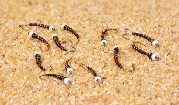 12x Ice Cream Cone White Glass Bead Midge Flies – Emerger Pattern On Mustad Hooks – Region Fishing