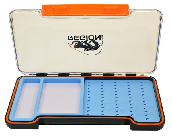 fly box tackle shop Thin Single Sided Fly Box, Magnetic Bays, Waterproof & Compact, Midges – Region Fishing