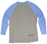 Long Sleeve Bamboo Fishing Shirt Baseball Design Gray and Blue