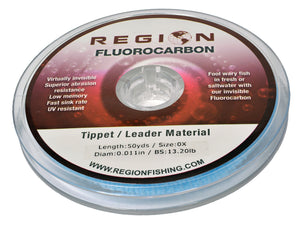 0X Fluorocarbon Tippet Material 50YD Spool